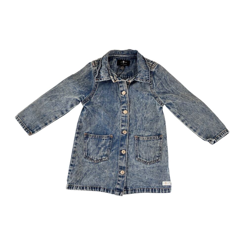 7 for all mankind Dress Denim Button Down Eyelet Collar Patch Pockets Cotton 2T